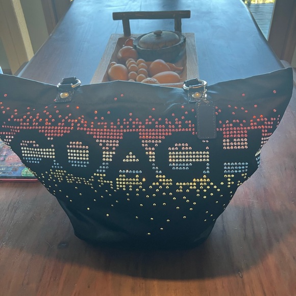 Coach Handbags - Coach Black and Red Studded holiday limited edition satin!